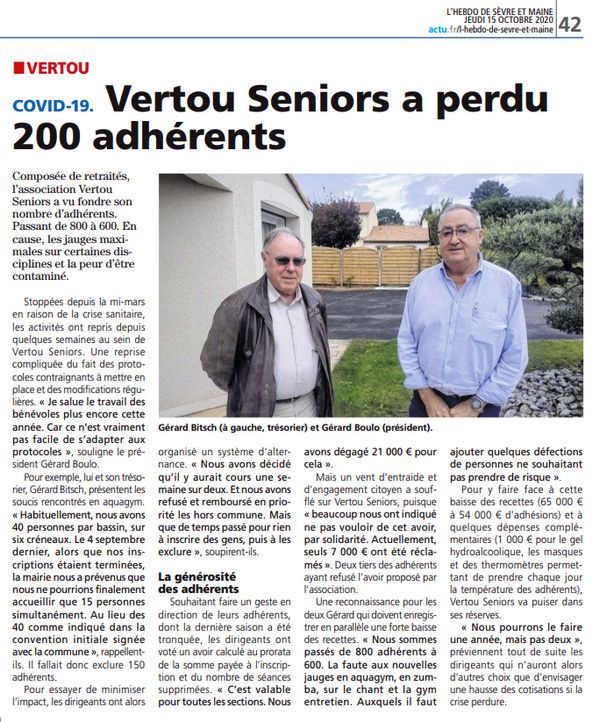 HSM Article du 151020, Covid-19 saison 2020-2021